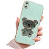 Tivenfezk Nadoli per iPhone XS Max Sabbie Mobili Orso Cavalletto Custodia,Donne Uomini Sottile Morbido Placcatura Trucco Pieghevole Supporto Flessibile Brillantini Cover