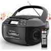 Generic Lettore CD portatile con lettore di cassette con nastro CD MP3 USB FM riproduzione Bluetooth, Boombox con display a LED e telecomando, alimentazione AC/DC
