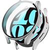 YAODLE Cover per Samsung Galaxy Watch7 44mm Custodia Protettiva, PC Ultra Sottile HD Vetro Temperato Antigraffio 360° Proteggi Schermo Completo (Argento)