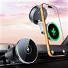 CloudValley 15W per caricabatteria da auto MagSafe con ventosa a vuoto, [ricarica wireless con luce RGB]Supporto magnetico rimovibile per telefono girevole a 360° per iPhone 17/16/cruscotto/parabrezza