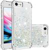 IMEIKONST Custodia Compatibile con iPhone 16e, Brillantini Glitter Sabbie Mobili Cover Trasparente Rigida Silicone Bumper Case Custodie per iPhone 16e. Love Silver YBW