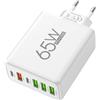 Tuxxjzm Blocco caricabatterie USB porte multiple, stazione di ricarica USB multipla, Caricatore da muro a 6 porte, 4 porte USB e 2 porte di tipo C, adattatore di ricarica per porta da 65 W, stazione
