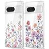 Ciciber Ttusy 2 custodie per Google Pixel 7, trasparenti con motivo floreale, antiurto, per donne e ragazze, in morbido silicone trasparente TPU, per Google Pixel 7