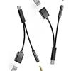 zoyuzan Adattatore iPhone Jack Lightning a 3,5 mm Auricolare 2 in 1 (confezione da 2) Certificato Apple MFI Caricabatterie Cavo Cuffie Doppia Presa Accessorio per 14 13 12 11 Pro Max 7 8 Plus X Ipad Air Cavo