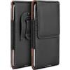 moex Plug Case compatibile con Microsoft Lumia 640 XL Custodia con clip per cintura, marsupio in pelle vegana, custodia a libro pieghevole - nero