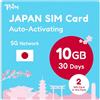 TSIM Giappone - Scheda SIM 30 Giorni 10GB - 2 Pezzi | Attivazione Automatica | Rete 5G con Tethering/Hotspot/Condivisione Internet | Solo Dati, Nessuna Voce