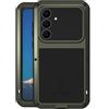 LOVE MEI per Samsung Galaxy S25 FE Custodia, Outdoor Heavy Duty Robusto Alluminio Metallo Antiurto Antipolvere Corpo Pieno Protettiva Cover con Vetro Temperato per Samsung Galaxy S25 FE (Verde)