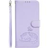 YUECXIN Custodia per Oukitel C2 con Cordino, Case in PU Pelle a Libro Carino Gatto Flip Caso Magnetica Portafoglio Blocco RFID Carta Slot Antiurto Cover, Viola