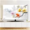 Hixingo Copertura Antipolvere TV,Motivo Fiore di Magnolia 3D Copri Televisore da Interno 32-80 Pollici Custodia Televisore Elastica Cover Protezione TV per Decorativa (Vista montagne,40-43inch)