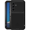 LOVE MEI per Samsung Galaxy S25 FE Custodia, Outdoor Heavy Duty Robusto Alluminio Metallo Antiurto Antipolvere Corpo Pieno Protettiva Cover con Vetro Temperato per Samsung Galaxy S25 FE (Nero)