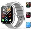 MFVLP Smart Watch (rispondere/effettuare chiamate), smartwatch da 1,8 pollici per uomo e donna, Grigio Argento