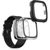 kwmobile 2x Custodia Rigida Smartwatch Compatibile con Amazfit Active 2 Square Cover - Case Vetro Temperato Orologio Fitness - trasparente/nero