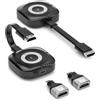 Tongtion Kit trasmettitore e ricevitore HDMI wireless, 1080p a 60 Hz, streaming 4K di livello gaming, 50 m a lungo raggio, Plug & Play con doppio cavo USB-C e adattatori (TV/PS5/Droni/Conference)