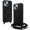 Belzsxy Cover Compatible con iPhone 14 Plus rimovibile custodia in silicone,[Antiurto] [AntiGraffio] [Antiscivolo] Custodia con Regolabile Collana per Cordino Collana Necklace Cover Corda，Nero