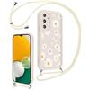 Vxinvnoi Cover Cordino per Samsung Galaxy A13 5G 6,5, Aesthetic Fiori Disegni Ragazze Custodia con Corda Collana Tracolla Laccio, Sottile Silicone TPU Antiurto Protettiva Case per Samsung A13, Beige