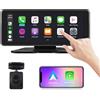 VSYSTO Schermo per auto da 6.86 pollici, Carplay Auto Android Wireless per auto, Portatile Touchscreen Autoradio Con Telecamera, Bluetooth, WiFi, FM, AUX, Mirror, Registrazione in loop