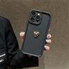 YVWUNH Custodia morbida in silicone con cuore dorato 3D per iPhone 15 14 13 12 11 16 Pro Max XS XR 7 8 Plus SE 2020, antiurto, opaca, nera, per iPhone 16