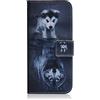 Sunrive Cover Per Asus Zenfone Go ZB551KL, Custodia con supporto di stand e in Pelle artificiale per carte di credito Portafoglio Flip Chiusura Magnetica Protettiva bumper(Lupo e cane)