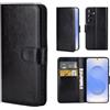 32ndShop 32nd Custodia a Portafoglio in Pelle PU per Samsug Galaxy S25 FE, Case con Slot per Sched di Blocco RFID, Chiusura Magnetica e Supporto integrato - Nero