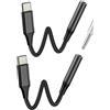 HOYULLI Adattatore da USB C a Jack Cuffie da 3,5 mm (confezione da 2) per iPhone 16 15 Pro Cavo AUX maschio di tipo C per Apple DAC Audio Dongle Compatibile con Samsung S25 Adattatore per cuffie per iPad