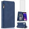 Asuwish Compatibile con OPPO Find X5 Pro 5G Custodia a portafoglio in vetro temperato protezione dello schermo con cerniera retro in pelle flip cover porta carte di credito accessori per FindX5Pro