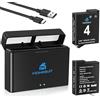 Homesuit Batteria 1800 mAh e Dual USB LED Caricabatterie Kit per DJI Osmo Action 4/3 (confezione da 2)