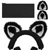 Geekria NOVA copertura per fascia in tessuto lavorato a maglia e set accessori orecchie da gatto compatibile con Razer Kraken 7.1 v2, Sony MDR1ABT, MDR1AM2 (Nero/Bianco)