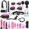Generico Set di 23 pezzi per bondage multifunzionale, kit di plug anali con cinghie in nylon e peluche BDSM per giochi di allenamento di coppia -LC21ITW (Rosa:Z)