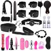 Generico Set di 23 pezzi per bondage multifunzionale, kit di plug anali con cinghie in nylon e peluche BDSM per giochi di allenamento di coppia -LC21ITW (Nero:Z)
