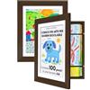 Americanflat Cornice Porta Disegni per Bambini (Effetto Legno di Noce) - Cornice A4 da Parete con Passepartout e 25,5x32 cm Senza Passepartout - Apertura Frontale con Vetro Infrangibile - Pacco de 2