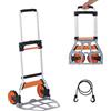 VEVOR Carrello pieghevole da 125 kg in lega di alluminio e plastica con manico regolabile da 820 - 1105 mm, trolley pieghevole con corda, dimensioni compatte per riporlo, Argento