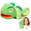 Generico Burattino a mano lucertola - Peluche 30 cm 100 G | Giocattolo animale camaleonte creativo | Marionetta multifunzionale di peluche con rettile con bocca mobile | educativo per riempire il