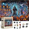 WOODEN.CITY Puzzle in legno da 1000 pezzi di Halloween del mietitore triste, divertente per gli appassionati di puzzle