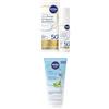 NIVEA SUN 2in1 Primer UV Serum Quotidiano SPF50+ 30 ml, Senza profumo, Tutti i tipi di pelle + NIVEA SUN Siero Doposole 100 ml, Siero dopo sole idratante e rigenerante per viso e corpo, Senza profumo