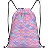 HLBSDM Borsa sportiva da palestra con coulisse e stampa a squame di pesce e sirena ad, zaino per yoga per adulti, 14x16,9 pollici, piccola.