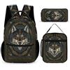 WECECE Set Zaini Lion Studenti con Borsa Termica e Astuccio per Matite, Zaino Animal King Bambino 7-12 Anni per Scuola e Attività Quotidiane