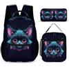 WECECE Zaino Animal Bambini 3 Pezzi con Sacchetto per Pranzo e Astuccio Matite, Zainetto Animal Print Bambina per Scuola Elementare 6-11 Anni