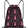 HLBSDM Borsa sportiva da palestra con coulisse a forma di cuore e nastro rosa per la sensibilizzazione sul cancro al seno, ideale per sport, palestra, yoga e come zaino per adulti, taglia media (35,5 x 43