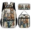 WECECE Zainetto Sheepdog Dog Bambina con Portapranzo e Astuccio, Borsa Scuola Puppie Animal Ragazzi 7-12 Anni per Elementare, Regalo Back to School, Tasche Laterali Porta Bottiglia