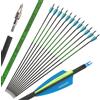 PYMUST Frecce in Carbonio Puro da 31,5 Pollici Confezione 6/12 Pezzi, Asta ID 6,2 mm OD 7,4 mm Spine 300-800 per tiro al Bersaglio e Caccia (12, 2Giallo+1Verde, SP500)