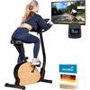 Skandika Ergometro Treliv P8 - Cyclette in ferro e legno - Display LED - Fino a 120 kg| Freno magnetico a 32 livelli - 22 programmi - Sella e manubrio regolabili