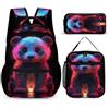 WECECE Set di Zaino Lion Bambini con Sacchetto per Pranzo e Astuccio, Borsa Scuola Lions Animal King Ragazza 7-12 Anni per Uso Giornaliero, Capiente Libri Quaderni e Accessori