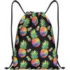 HLBSDM Borsa sportiva da palestra con coulisse e stampa ananas ad colorato, zaino per yoga per adulti, 14x16,9 pollici, piccola.