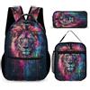 WECECE Zaino Kitten Ragazzi con Sacchetto per Pranzo e Astuccio, Zainetto Cat Bambina per Classe 2-5, Scuola Primaria 8-13 Anni