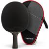 heinsa Racchetta da ping pong professionale in carbonio ITTF, approvata Black Edition in noce chiaro, con tasca extra