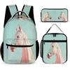 WECECE Zaino Wolves Bambini 3 Pezzi con Sacchetto per Pranzo e Astuccio Matite, Zainetto Animal Wolf Bambina per Scuola Elementare 6-11 Anni