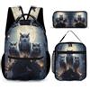 WECECE Set Zaini Parrot Ragazza 3 Pezzi con Portapranzo e Astuccio, Zainetto Bird Print Bambino 8-13 Anni per Escursioni, Lezioni e Tempo Libero