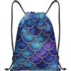HLBSDM Borsa sportiva con coulisse a forma di squame di sirena colorate, ideale per palestra, yoga e adulti, 14x16,9 pollici (piccola).