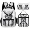 WECECE Set di Zaino Zebra Bambini con Portapranzo e Astuccio Matite, Zainetto 3D Animal Ragazza 6-12 Anni per Escursioni e Uso Giornaliero, Tasche Laterali Porta Bottiglia