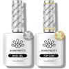 Born Pretty Top Coat Gel UV e Gloss Base Gel Set - 2 x 15 ml No Wipe Super Top Coat non si scheggia, lunga durata, base e top coat set per nail art manicure design unghie